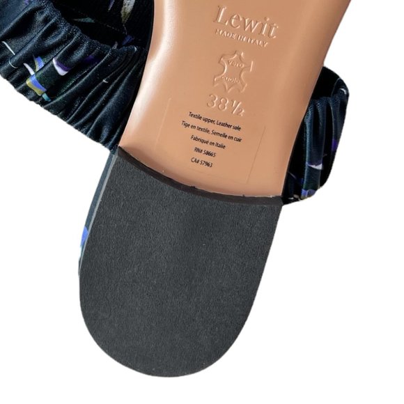 Nordstrom Lewit Elena Ruched Satin Flat Slide Sandal Navy Floral EU 38.5 US 8 - Picture 10 of 10